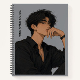 Caderno de Atitude de Anime Menino Mente Sobre Bar