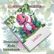 Caderno de Aventuras do Dinossauro Rosa das Crianç