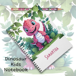 Caderno de Aventuras do Dinossauro Rosa para Crian