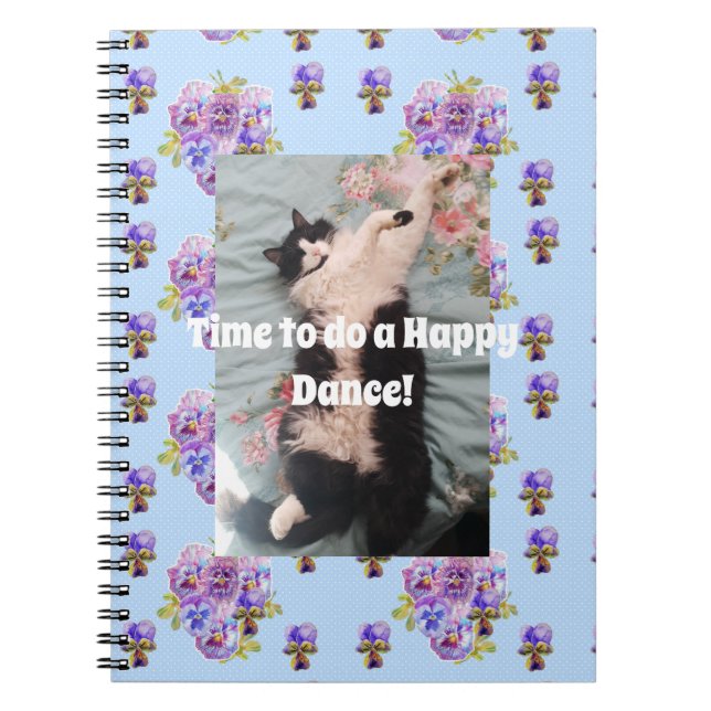 Caderno de Dança Feliz Floral Engraçado Gato Smoki (Frente)