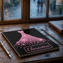 Caderno de Desenho de Vestido Preto Rosa Personali