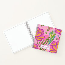 Caderno de Desenho Floral Rosa Magenta Ousado