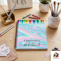 Caderno de Desenho Holográfico Pink Drips Girl 