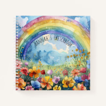 Caderno de Desenho Jardim de Flores Arco-íris Nome