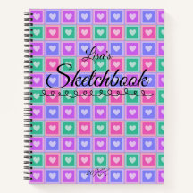 Caderno de Desenho Quadrados Coloridos Pastel com