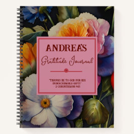 Caderno de Diário de Gratidão Floral em Aquarela
