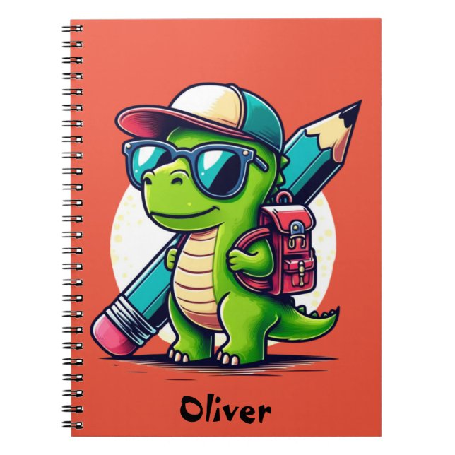 Caderno de Dinossauro Legal Personalizável para Cr (Frente)