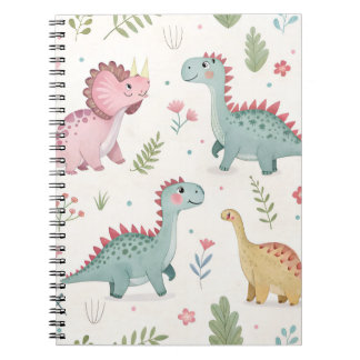 Caderno de Dinossauros em Aquarela Fofo para Crian