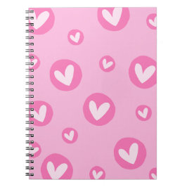 Caderno de Espiral com Padrão de Corações Rosa