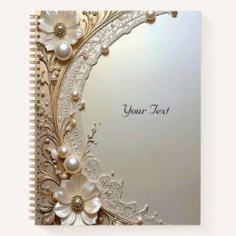 Caderno de Flores Brancas Modernas Pérolas