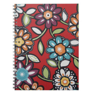 caderno de flores pintadas à mão