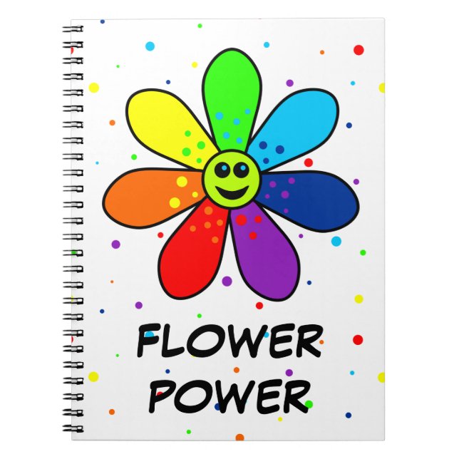 Caderno de flower power do arco-íris (Frente)