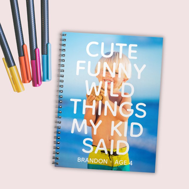 Caderno de Foto Personalizado Coisas Engraçadas e  (Custom Photo Cute Funny Wild Things My Kid Said Notebook
)