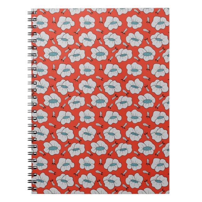 Caderno de Fotos com Espiral Laranja Floral (Frente)