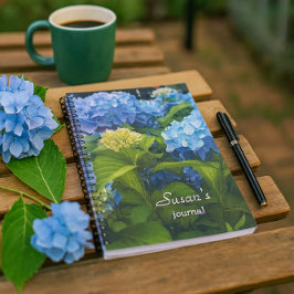 Caderno de Fotos em Espiral com Flor de Hortênsia