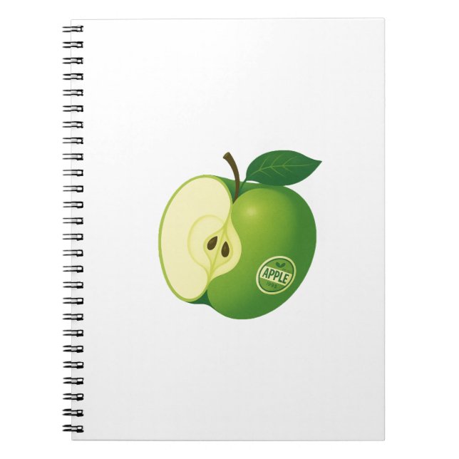 Caderno de fotos em espiral com uma maçã verde (Frente)