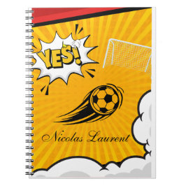 Caderno de fotos espiral amarelo de costume de fut