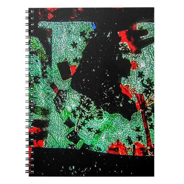 caderno de fotos espiral de flor abstrato seca (Frente)