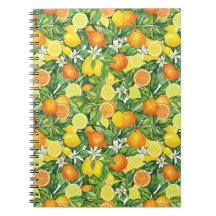 Caderno de Fotos Espiral de Fruta Cítrica Aquarela