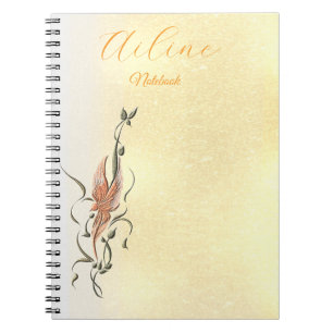 Caderno de Fotos Espiral Floral Dourado Elegante