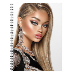 Caderno de Fotos Espiral Garota Glam Mesh Dourada