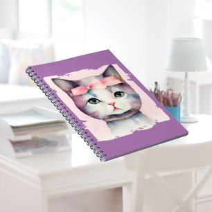 Caderno de Fotos Espiral Pretty Kitty Com Laço Ros