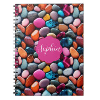 Caderno de Fotos Espiral Rosa Seixos Vibrantes