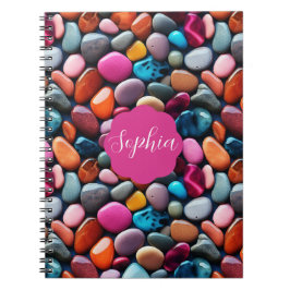 Caderno de Fotos Espiral Rosa Seixos Vibrantes