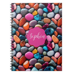 Caderno de Fotos Espiral Rosa Seixos Vibrantes