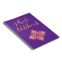 Caderno de Fotos Espiral Roxa com Flores