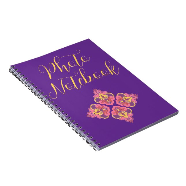 Caderno de Fotos Espiral Roxa com Flores (Lado Direito)