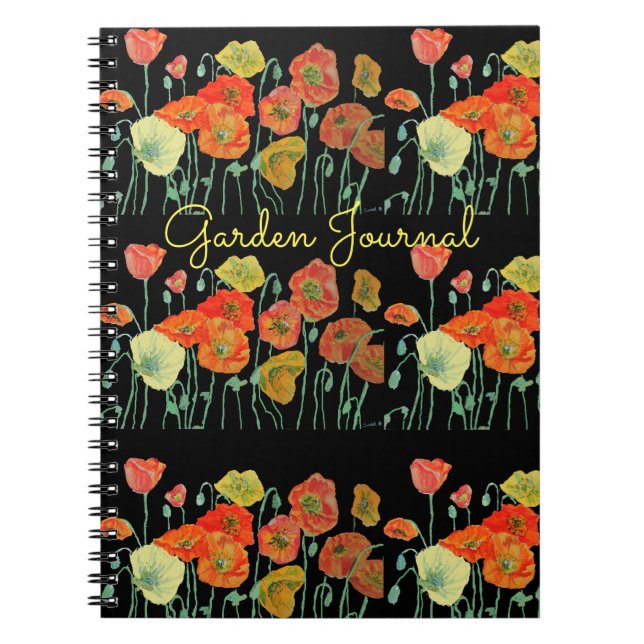 Caderno de Jardim Floral Papoulas Laranja (Frente)