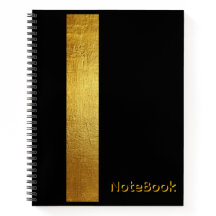 Caderno de Luxo Preto e Dourado com Brilho