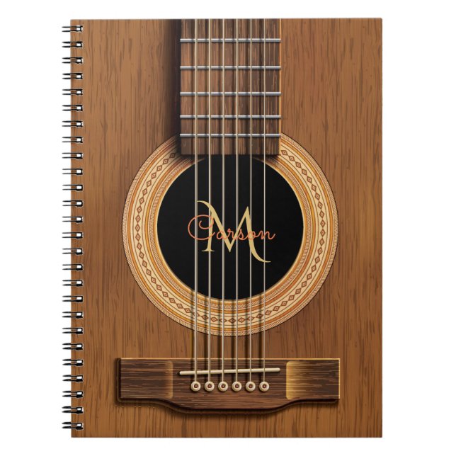 Caderno de madeira morno da guitarra acústica (Frente)