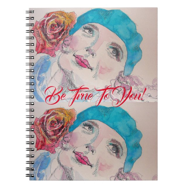 Caderno de Meninas Com Beret de Rosa Vermelha Seja (Frente)