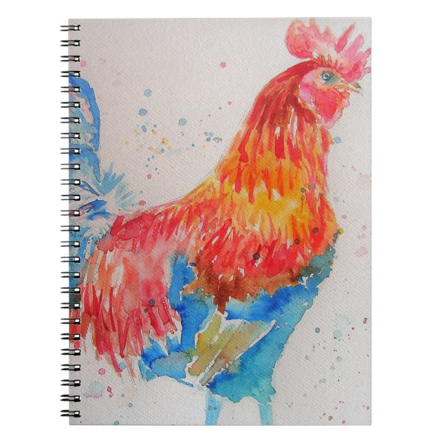 Caderno de Meninos Galo Galinha Ave Aquarela Infan (Frente)