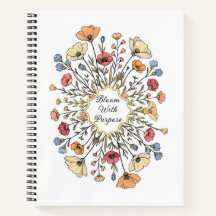 Caderno de Motivação Floral Elegante