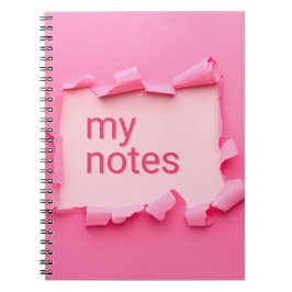 Caderno de Notas Espiral Furo Rosa Minhas Notas