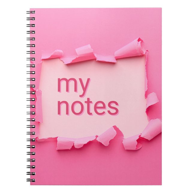 Caderno de Notas Espiral Furo Rosa Minhas Notas (Frente)