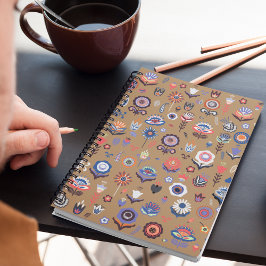 Caderno de Padrão de Círculo Floral Nórdico