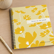 Caderno de Padrão Floral de Citação Foco no Bem