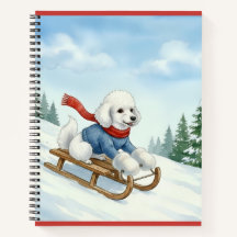 Caderno de Poodle de Natal em Trenó
