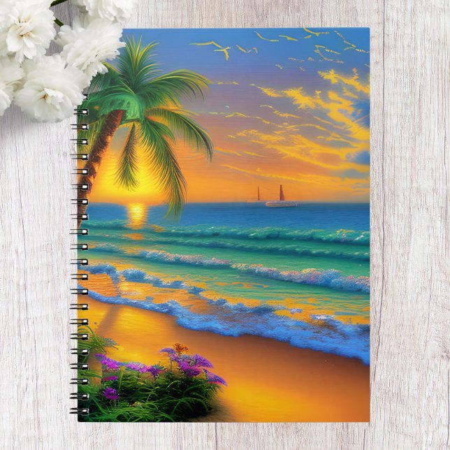 Caderno de Praia Tropical, Pôr do Sol no Oceano (Criador carregado)