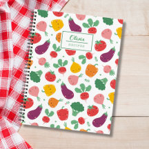 Caderno de receitas de legumes alegres fofos