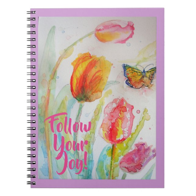 Caderno de Tulipas Rosas Florais Flores (Frente)