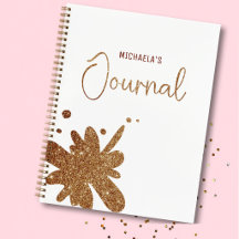 Caderno Diário com Brilho Dourado Adorável