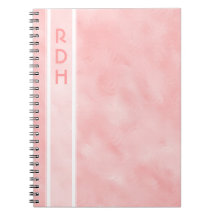 Caderno do monograma do rosa de bebê