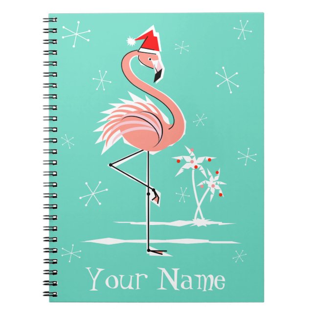 Caderno do nome do flamingo do Natal (Frente)