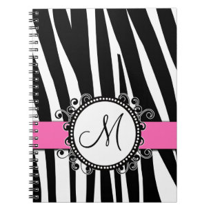 Caderno do rosa do teste padrão da zebra do