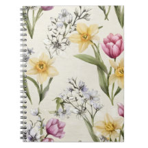 Caderno em Espiral Floral | Flor Botânica Vintage